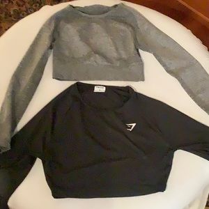 Gym Shark womens workout crop tops with long sleeves.